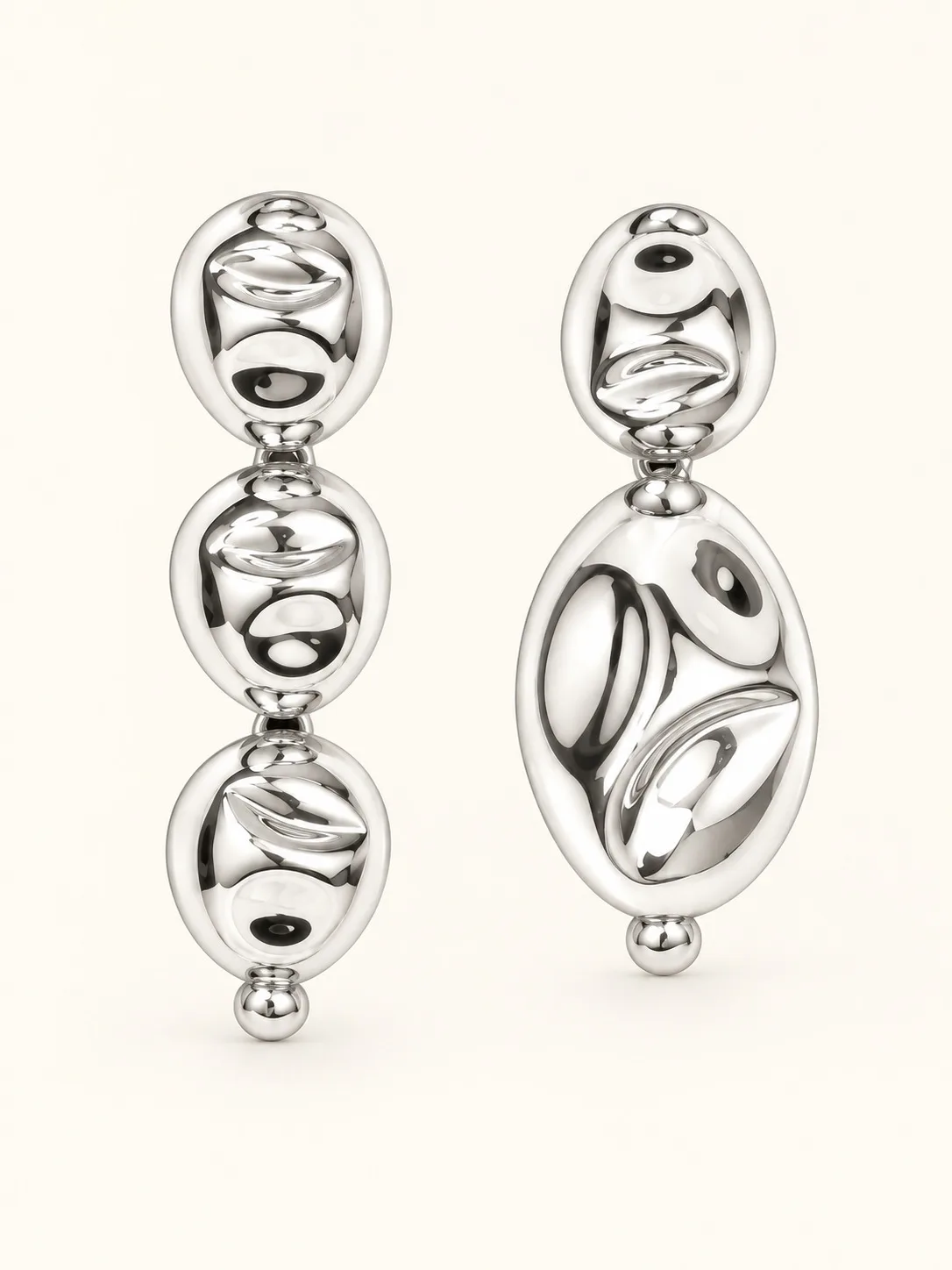 Aros Sordo Puerto Asymmetric Bañado en Plata